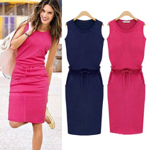 Load image into Gallery viewer, Plus Size Women's Dress 2019 New Summer Sleeveless Summer Beach Casual Solid Color Elegant Party Dress vestido navidad mujer 5.2