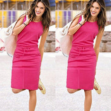 Load image into Gallery viewer, Plus Size Women's Dress 2019 New Summer Sleeveless Summer Beach Casual Solid Color Elegant Party Dress vestido navidad mujer 5.2