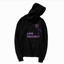 Load image into Gallery viewer, Love Yourself  kpop hoodies Enjoy loving your own kpop ladies hoodie! Bangtan boy with hat sweatshirt Love Yourself Sweatshirt,