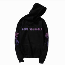Load image into Gallery viewer, Love Yourself  kpop hoodies Enjoy loving your own kpop ladies hoodie! Bangtan boy with hat sweatshirt Love Yourself Sweatshirt,