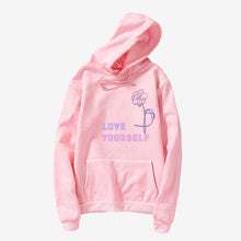 Load image into Gallery viewer, Love Yourself  kpop hoodies Enjoy loving your own kpop ladies hoodie! Bangtan boy with hat sweatshirt Love Yourself Sweatshirt,