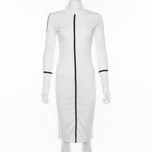 Load image into Gallery viewer, Simenual Casual Bodycon Women Long Dress Fashion Full Sleeve Striped Patchwork  Dresses Fashion Turtleneck Ladies Skinny Dresses