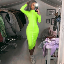 Load image into Gallery viewer, Simenual Casual Bodycon Women Long Dress Fashion Full Sleeve Striped Patchwork  Dresses Fashion Turtleneck Ladies Skinny Dresses