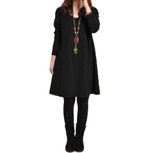 Load image into Gallery viewer, EaseHut Vintage Women Winter Dress V-neck Long Sleeve Loose Casual Fall 5XL Plus Size Dress Retro Ladies Autumn Tube Midi Dress