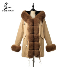 Load image into Gallery viewer, FURSARCAR 2019 Winter New Women Real Rabbit Fur Liner Parka Coats Female Jackets And Coats With Fox Fur Collar Hood Thick Coats