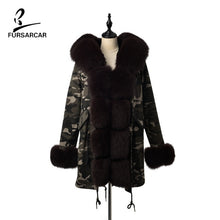 Load image into Gallery viewer, FURSARCAR 2019 Winter New Women Real Rabbit Fur Liner Parka Coats Female Jackets And Coats With Fox Fur Collar Hood Thick Coats