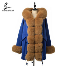 Load image into Gallery viewer, FURSARCAR 2019 Winter New Women Real Rabbit Fur Liner Parka Coats Female Jackets And Coats With Fox Fur Collar Hood Thick Coats