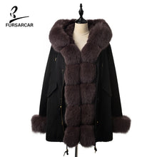 Load image into Gallery viewer, FURSARCAR 2019 Winter New Women Real Rabbit Fur Liner Parka Coats Female Jackets And Coats With Fox Fur Collar Hood Thick Coats