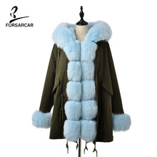 Load image into Gallery viewer, FURSARCAR 2019 Winter New Women Real Rabbit Fur Liner Parka Coats Female Jackets And Coats With Fox Fur Collar Hood Thick Coats