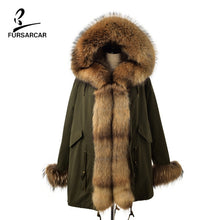 Load image into Gallery viewer, FURSARCAR 2019 Winter New Women Real Rabbit Fur Liner Parka Coats Female Jackets And Coats With Fox Fur Collar Hood Thick Coats