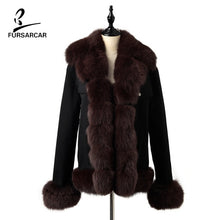 Load image into Gallery viewer, FURSARCAR 2019 Winter New Women Real Rabbit Fur Liner Parka Coats Female Jackets And Coats With Fox Fur Collar Hood Thick Coats