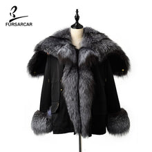Load image into Gallery viewer, FURSARCAR 2019 Winter New Women Real Rabbit Fur Liner Parka Coats Female Jackets And Coats With Fox Fur Collar Hood Thick Coats