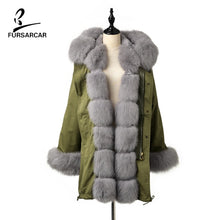 Load image into Gallery viewer, FURSARCAR 2019 Winter New Women Real Rabbit Fur Liner Parka Coats Female Jackets And Coats With Fox Fur Collar Hood Thick Coats