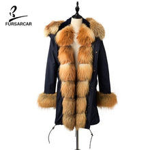Load image into Gallery viewer, FURSARCAR 2019 Winter New Women Real Rabbit Fur Liner Parka Coats Female Jackets And Coats With Fox Fur Collar Hood Thick Coats