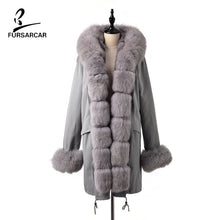 Load image into Gallery viewer, FURSARCAR 2019 Winter New Women Real Rabbit Fur Liner Parka Coats Female Jackets And Coats With Fox Fur Collar Hood Thick Coats