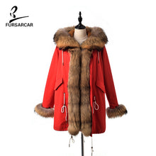 Load image into Gallery viewer, FURSARCAR 2019 Winter New Women Real Rabbit Fur Liner Parka Coats Female Jackets And Coats With Fox Fur Collar Hood Thick Coats