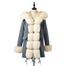 Load image into Gallery viewer, FURSARCAR 2019 Winter New Women Real Rabbit Fur Liner Parka Coats Female Jackets And Coats With Fox Fur Collar Hood Thick Coats