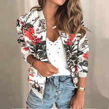 Load image into Gallery viewer, Wuhaobo Fashion Retro Floral Print Women Coat Casual Zipper Up Bomber Jacket Ladies Casual Autumn Outwear Coats Women Clothing