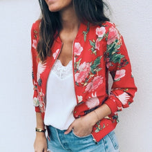 Load image into Gallery viewer, Wuhaobo Fashion Retro Floral Print Women Coat Casual Zipper Up Bomber Jacket Ladies Casual Autumn Outwear Coats Women Clothing