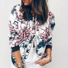 Load image into Gallery viewer, Wuhaobo Fashion Retro Floral Print Women Coat Casual Zipper Up Bomber Jacket Ladies Casual Autumn Outwear Coats Women Clothing