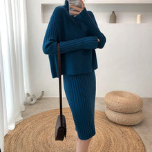 Load image into Gallery viewer, Knitting Female Sweater Suit For Women Two Piece Set Knitted Pullover  Elegant Knitting Clothing Suit