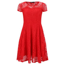 Load image into Gallery viewer, Sexy Print O-Neck Lace Dresses Women Vintage Short Sleeve Hollow Out Summer Dress Female Fashion A-Line Party Dress For Ladies