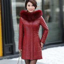 Load image into Gallery viewer, L-8XL NEW Women's Down Coat Leather Sheepskin Coat Winter 2019 Fashion Mother Thicken Fur Collar White Duck Down Jacket