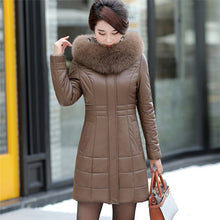 Load image into Gallery viewer, L-8XL NEW Women's Down Coat Leather Sheepskin Coat Winter 2019 Fashion Mother Thicken Fur Collar White Duck Down Jacket