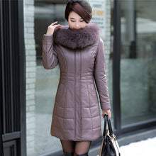 Load image into Gallery viewer, L-8XL NEW Women's Down Coat Leather Sheepskin Coat Winter 2019 Fashion Mother Thicken Fur Collar White Duck Down Jacket