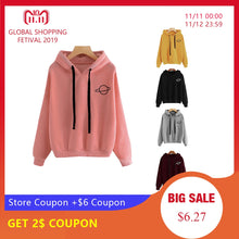 Load image into Gallery viewer, WENYUJH Women Hoodies Casual Kpop Planet Print Solid Loose Drawstring Sweatshirt Long Sleeve Hooded 2019 Autumn Female Pullover