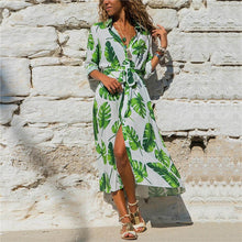Load image into Gallery viewer, Summer Long Dress Women Floral Print Boho Chiffon Dress Long Sleeve Turn Down Collar Shirt Dress Ladies Casual Dresses Vestidos